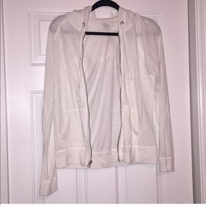 Thin white zip up